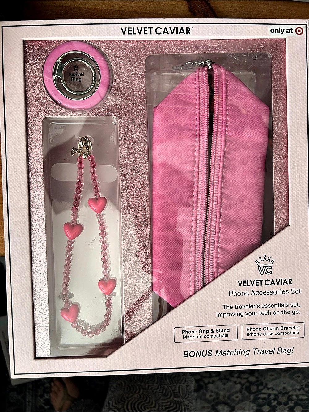 Velvet Caviar Phone Accessories Set Pink